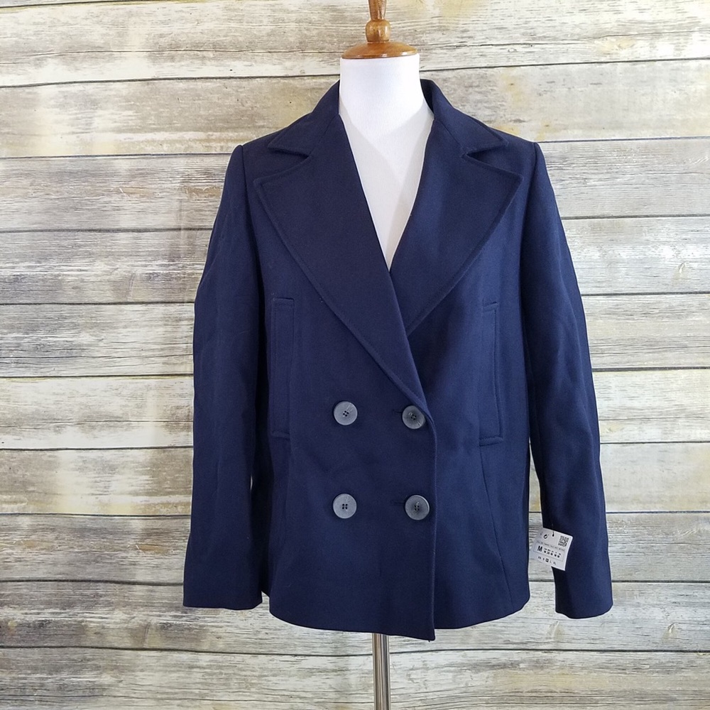 NWT Zara Navy Blue Double Breasted Coat Jacket - Picture 5 of 8